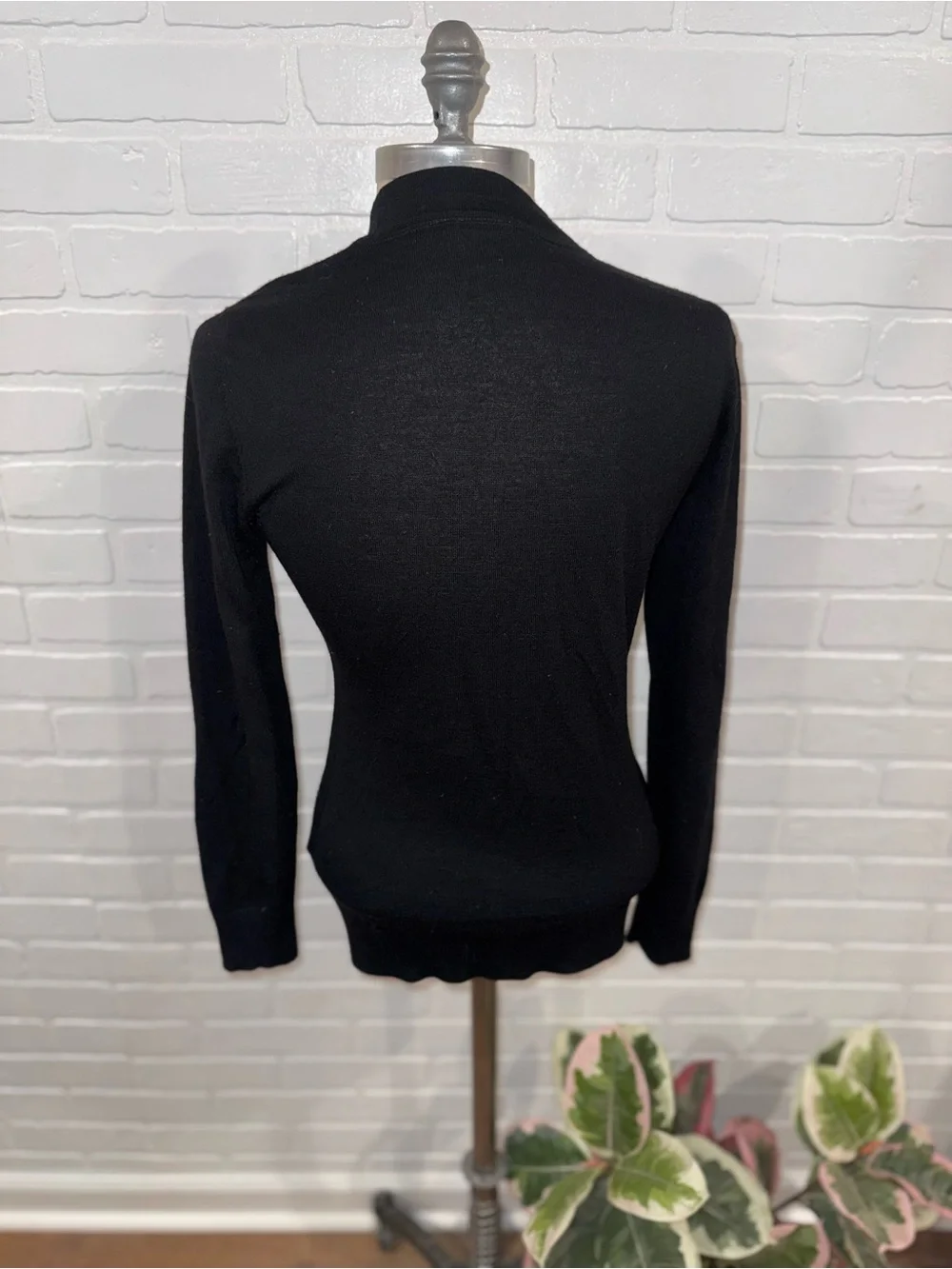 Tory Burch Merino Wool Black Sweater with Oversized Gold Logo Buttons *Flaws